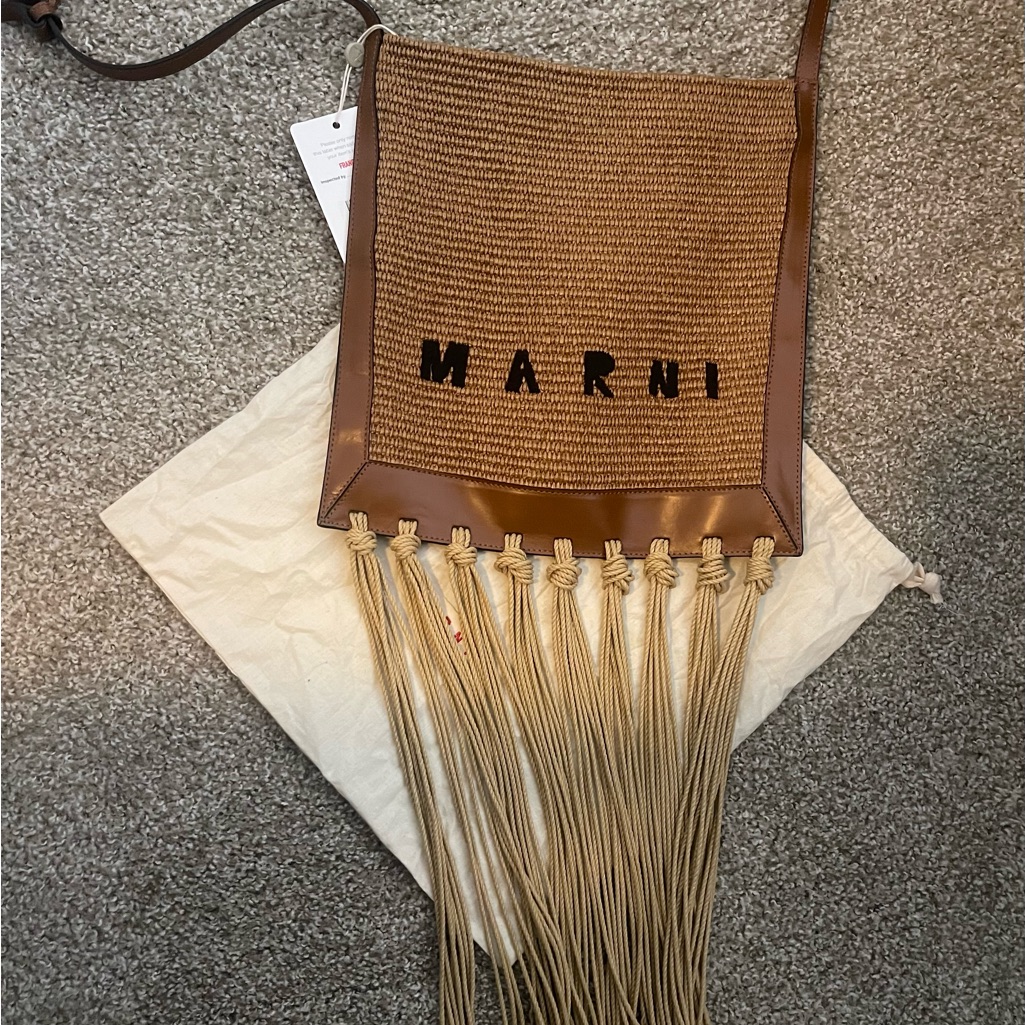 Marni Tan And Brown Fringe Crossbody Bag